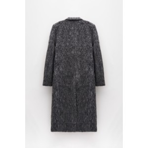 COAT IN GREY WOOL, DOUBLE BREASTED & OVERSIZED WITH POCKETS  "STYLISHIOUS COLLECTION"