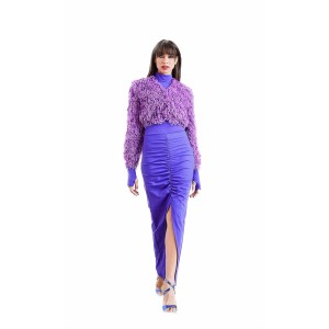 ΚΟΡΜΑΚΙ - BODY ΜΩΒ ΕΛΑΣΤΙΚΟ ΜΕ ΨΗΛΟ "ΜΑΟ" ΛΑΙΜΟ ΜΑΚΡΥΜΑΝΙΚΟ ΜΕ ΑΝΟΙΓΜΑ ΑΠΟ ΚΑΤΩ  "STYLISHIOUS COLLECTION"