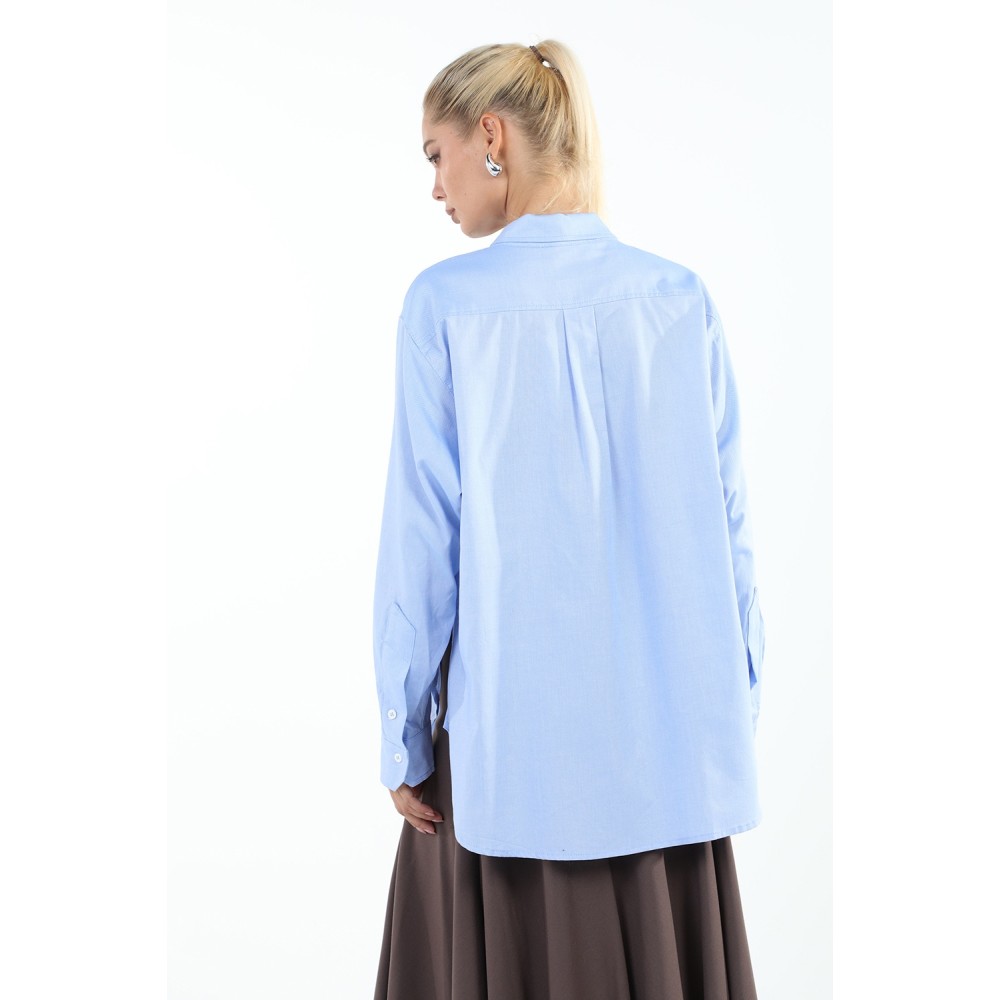 ΠΟΥΚΑΜΙΣO ΓΑΛΑΖΙΟ MAKPY, OVERSIZED ΣΕ ΑΝΔΡΙΚΟ ΣΤΥΛ  "STYLISHIOUS COLLECTION" 