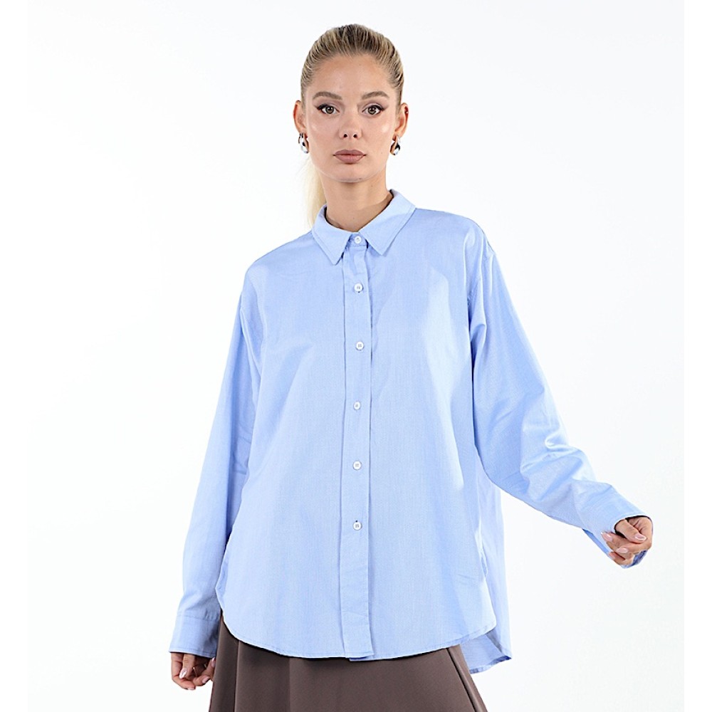 ΠΟΥΚΑΜΙΣO ΓΑΛΑΖΙΟ MAKPY, OVERSIZED ΣΕ ΑΝΔΡΙΚΟ ΣΤΥΛ  "STYLISHIOUS COLLECTION" 