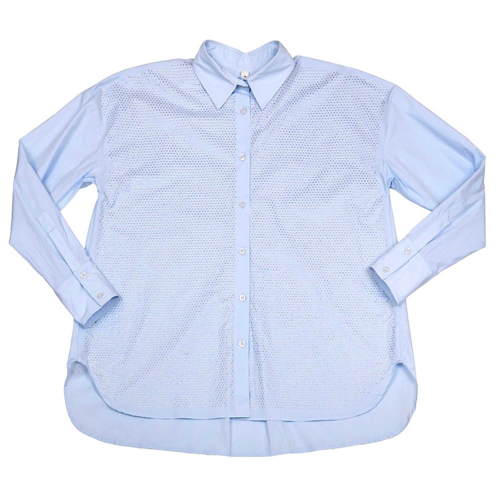 ΠΟΥΚΑΜΙΣΟ ΣΤΟ ΧΡΩΜΑ ΤΟΥ ΠΑΓΟΥ, OVERSIZED ΜΕ ΔΙΑΦΑΝΑ ΣΤΡΑΣ ΜΠΡΟΣΤΑ "STYLISHIOUS COLLECTION"