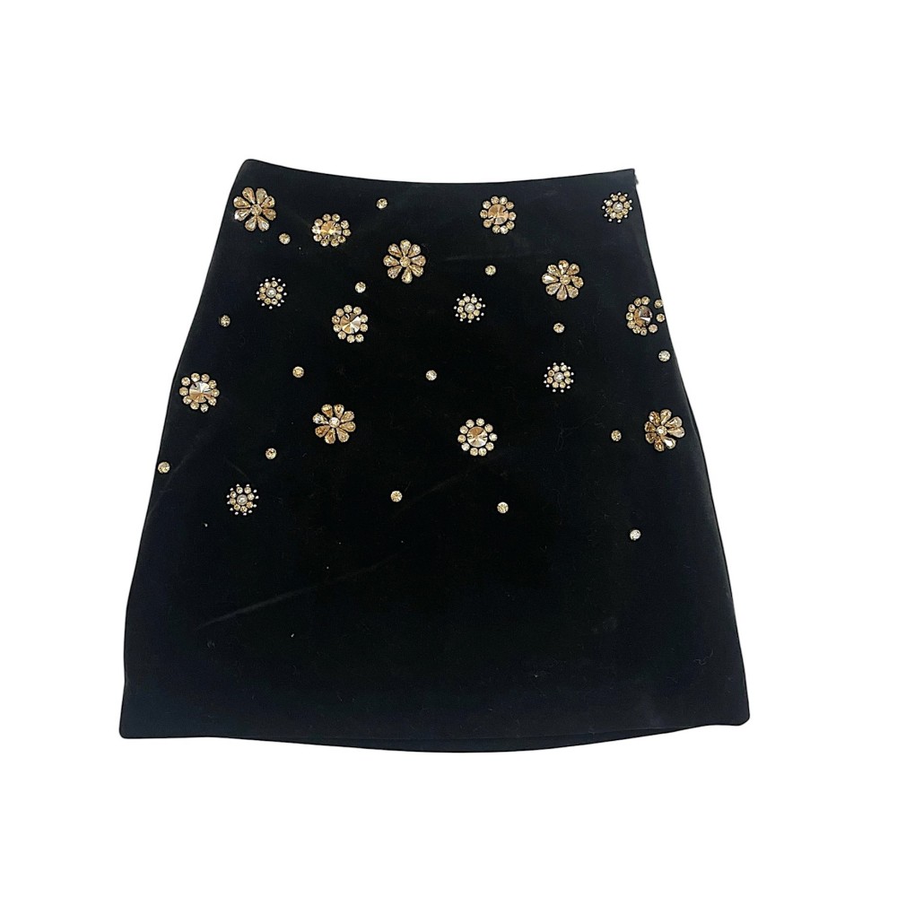 ΦΟΥΣΤΑ ΜΙΝΙ, ΣΕ ΜΑΥΡΟ ΒΕΛΟΥΔΟ ΔΙΑΚΟΣΜΗΜΕΝΗ ΜΕ ΚΡΥΣΤΑΛΛΑ "STYLISHIOUS COLLECTION"