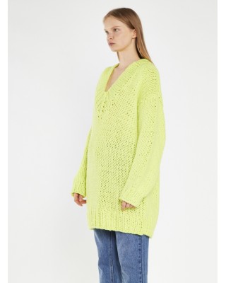 ΠΟΥΛΟΒΕΡ ΦΛΟΥΟ ΚΙΤΡΙΝΟ, OVERSIZED ΑΠΟ ΠΟΛΥ ΑΠΑΛΟ ΠΛΕΧΤΟ ΜΕ ΧΟΝΤΡΗ ΠΛΕΞΗ  "STYLISHIOUS COLLECTION"