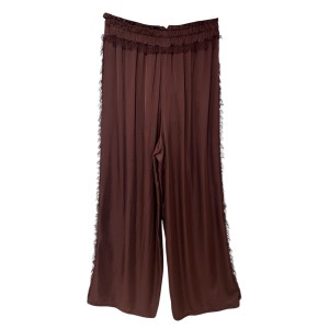 PANTS IN BURGUNDY SATIN FABRIC,LOOSE WITH LOOSE STRANDS ON THE SIDE & RUBBER WAISTBAND "STYLISHIOUS COLLECTION"