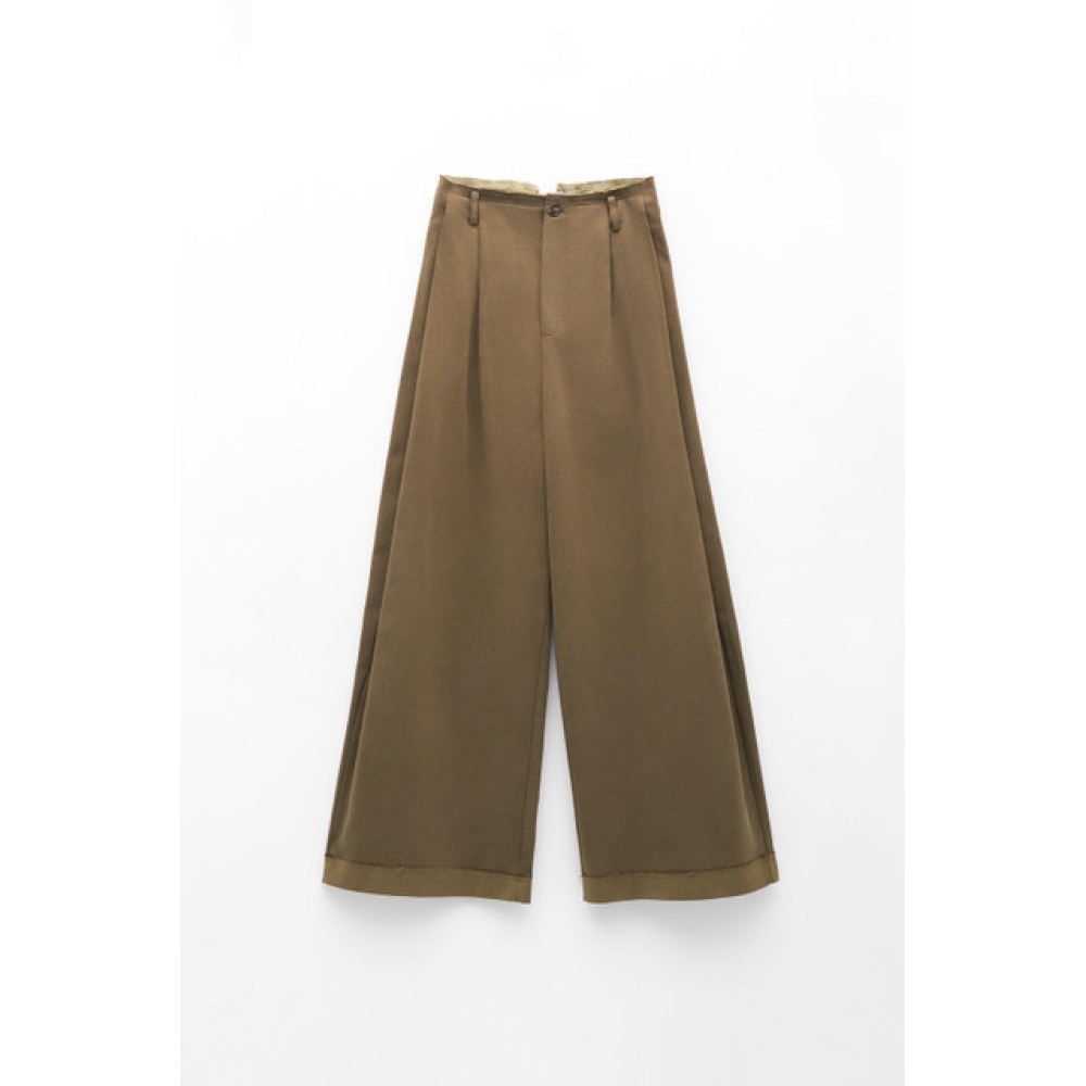 ΠΑΝΤΕΛΟΝΙ ΛΑΔΙ BAMBAKEPO & ΨΗΛΟΜΕΣO ΣE ΦAΡΔΙA KAI ΙΣΙΑ ΓΡΑΜΜΗ, OVERSIZED, ΜΕ ΣΤΕΝΗ ΜΕΣΗ & ΠΙΕΤΕΣ ''STYLISHIOUS COLLECTION"