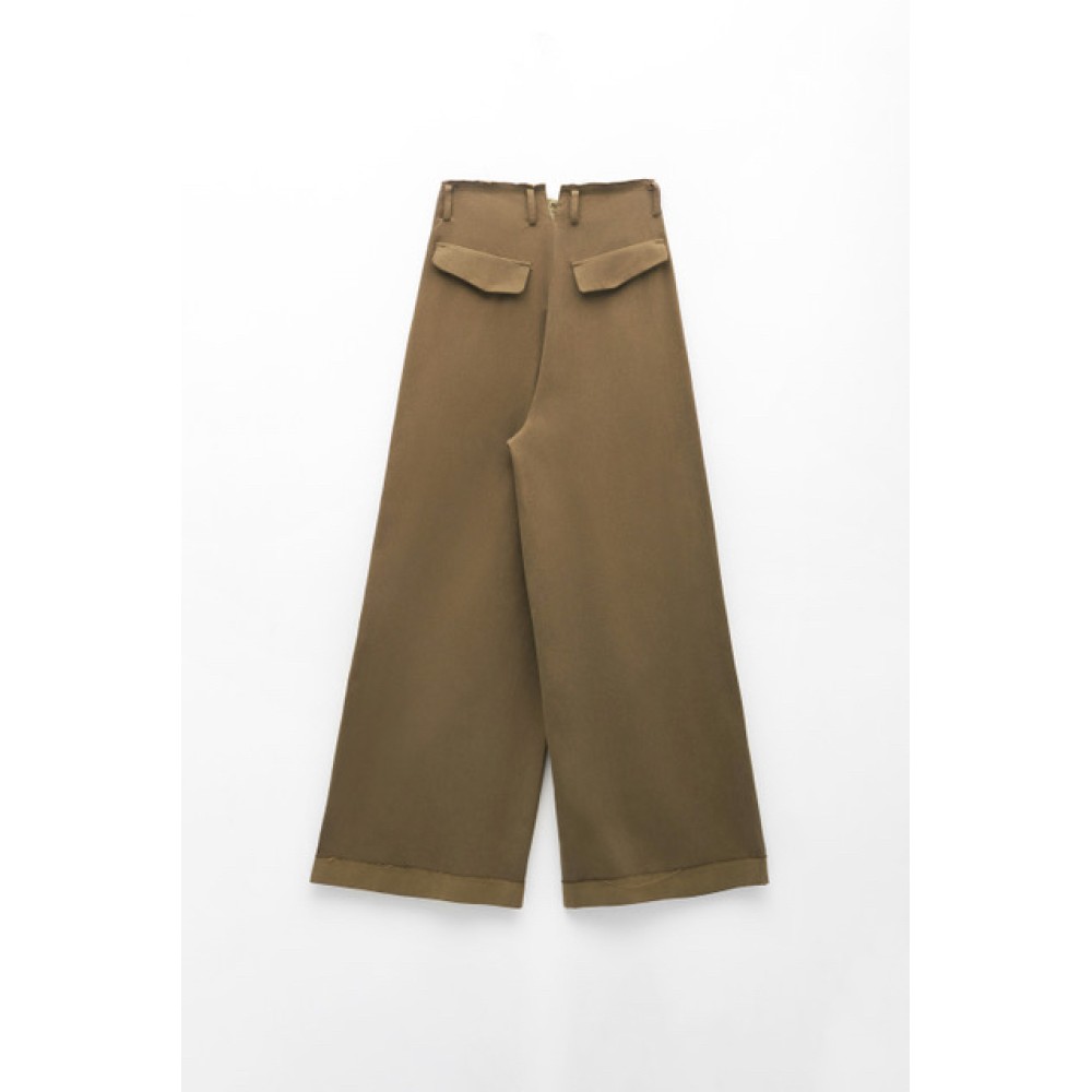 ΠΑΝΤΕΛΟΝΙ ΛΑΔΙ BAMBAKEPO & ΨΗΛΟΜΕΣO ΣE ΦAΡΔΙA KAI ΙΣΙΑ ΓΡΑΜΜΗ, OVERSIZED, ΜΕ ΣΤΕΝΗ ΜΕΣΗ & ΠΙΕΤΕΣ ''STYLISHIOUS COLLECTION"