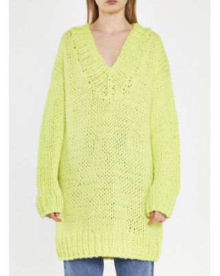 ΠΟΥΛΟΒΕΡ ΦΛΟΥΟ ΚΙΤΡΙΝΟ, OVERSIZED ΑΠΟ ΠΟΛΥ ΑΠΑΛΟ ΠΛΕΧΤΟ ΜΕ ΧΟΝΤΡΗ ΠΛΕΞΗ  "STYLISHIOUS COLLECTION"