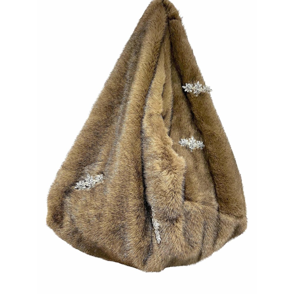 ΤΣΑΝΤΑ - ΣΑΚΟΣ ΜΕΓΑΛΗ ΣΕ ΚΑΦΕ ΤΟΥ ΠΟΥΡΟΥ ΑΠΟΧΡΩΣΗ, ΑΠΟ ΟΙΚΟΛΟΓΙΚΗ ΓΟΥΝΑ ΜΕ ΚΑΡΦΙΤΣΕΣ " STYLISHIOUS COLLECTION "  