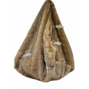 ΤΣΑΝΤΑ - ΣΑΚΟΣ ΜΕΓΑΛΗ ΣΕ ΚΑΦΕ ΤΟΥ ΠΟΥΡΟΥ ΑΠΟΧΡΩΣΗ, ΑΠΟ ΟΙΚΟΛΟΓΙΚΗ ΓΟΥΝΑ ΜΕ ΚΑΡΦΙΤΣΕΣ " STYLISHIOUS COLLECTION "  