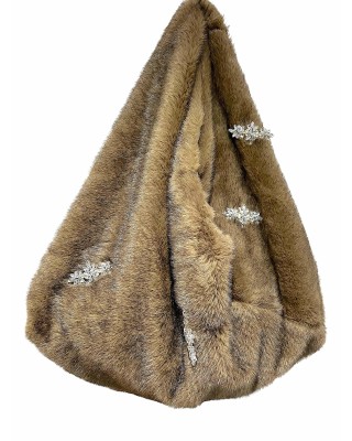 ΤΣΑΝΤΑ - ΣΑΚΟΣ ΜΕΓΑΛΗ ΣΕ ΚΑΦΕ ΤΟΥ ΠΟΥΡΟΥ ΑΠΟΧΡΩΣΗ, ΑΠΟ ΟΙΚΟΛΟΓΙΚΗ ΓΟΥΝΑ ΜΕ ΚΑΡΦΙΤΣΕΣ " STYLISHIOUS COLLECTION "  