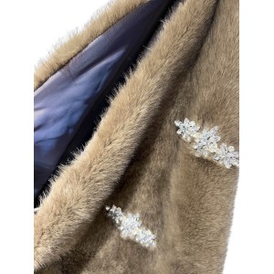 ΤΣΑΝΤΑ - ΣΑΚΟΣ ΜΕΓΑΛΗ ΣΕ ΚΑΦΕ ΤΟΥ ΠΟΥΡΟΥ ΑΠΟΧΡΩΣΗ, ΑΠΟ ΟΙΚΟΛΟΓΙΚΗ ΓΟΥΝΑ ΜΕ ΚΑΡΦΙΤΣΕΣ " STYLISHIOUS COLLECTION "  