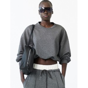 ΜΠΛΟΥΖΑ - ΦΟΥΤΕΡ BALLOON, ΣΕ ΑΣΗΜΙ- ΓΚΡΙ ΜΕ ΓKΛΙΤΕΡ, ΚΟΝΤΗ & OVERSIZED  "STYLISHIOUS COLLECTION"