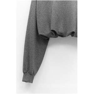 ΜΠΛΟΥΖΑ - ΦΟΥΤΕΡ BALLOON, ΣΕ ΑΣΗΜΙ- ΓΚΡΙ ΜΕ ΓKΛΙΤΕΡ, ΚΟΝΤΗ & OVERSIZED  "STYLISHIOUS COLLECTION"