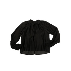 ΜΠΛΟΥΖΑ ΜΑΥΡΗ, ΗΜΙΔΙΑΦΑΝΗ ΜΕ ΠΙΕΤΕΣ ΣΤΟΝ ΛΑΙΜΟ ΚΑΙ ΣΤΑ ΜΑΝΙΚΙΑ "STYLISHIOUS COLLECTION"