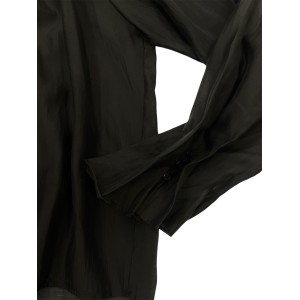 ΜΠΛΟΥΖΑ ΜΑΥΡΗ, ΗΜΙΔΙΑΦΑΝΗ ΜΕ ΠΙΕΤΕΣ ΣΤΟΝ ΛΑΙΜΟ ΚΑΙ ΣΤΑ ΜΑΝΙΚΙΑ "STYLISHIOUS COLLECTION"