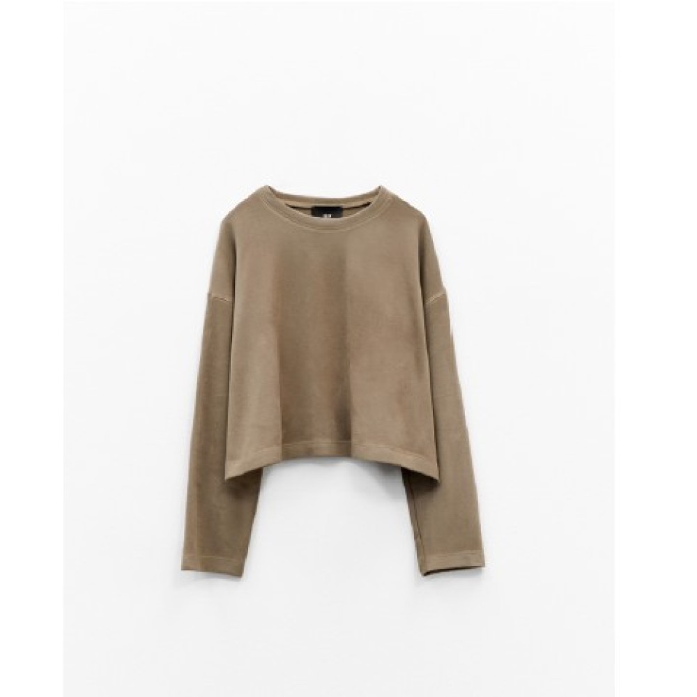 ΜΠΛΟΥΖΑ - ΦΟΥΤΕΡ ΜΠΕΖ-ΚΑΦΕ ΣΕ ΦΑΡΔΙΑ ΓΡΑΜΜΗ ΑΠΟ ΑΠΑΛΟ ΒΕΛΟΥΡ ΥΦΑΣΜΑ "STYLISHIOUS COLLECTION"