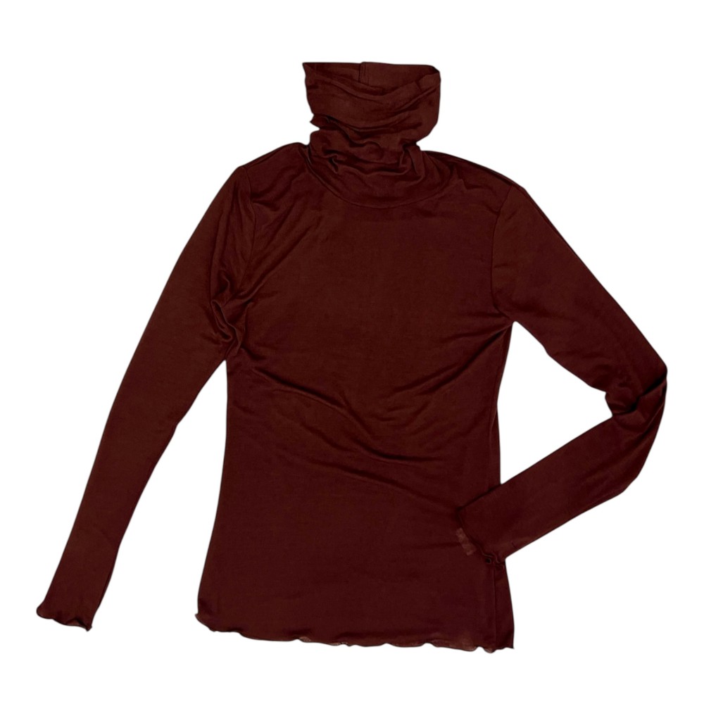 ΜΠΛΟΥΖΑ ΖΙΒΑΓΚΟ ΗΜΙΔΙΑΦΑΝΗ ΣΕ ΜΠΛΕ ΣΚΟΥΡΟ, ΚΑΦΕ ΚΑΙ ΜΠΟΡΝΤΩ ΑΠΟ ΠΟΛΥ ΑΠΑΛΟ ΕΛΑΣΤΙΚΟ ΥΦΑΣΜΑ ”STYLISHIOUS COLLECTION”