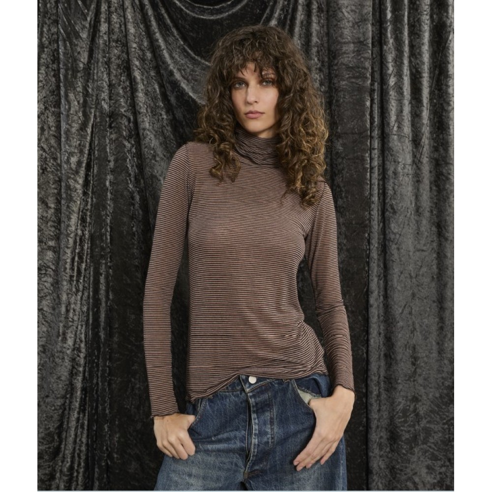 ΜΠΛΟΥΖΑ ΖΙΒΑΓΚΟ ΡΙΓΕ ΣΕ ΜΟΚΑ/ΜΑΥΡΗ ΑΠΟΧΡΩΣΗ ΑΠΟ ΠΟΛΥ ΑΠΑΛΟ ΕΛΑΣΤΙΚΟ ΥΦΑΣΜΑ ”STYLISHIOUS COLLECTION”