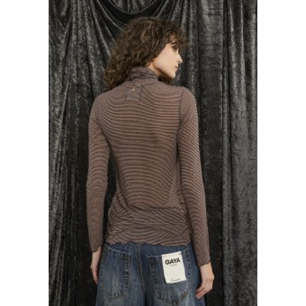 ΜΠΛΟΥΖΑ ΖΙΒΑΓΚΟ ΡΙΓΕ ΣΕ ΜΟΚΑ/ΜΑΥΡΗ ΑΠΟΧΡΩΣΗ ΑΠΟ ΠΟΛΥ ΑΠΑΛΟ ΕΛΑΣΤΙΚΟ ΥΦΑΣΜΑ ”STYLISHIOUS COLLECTION”