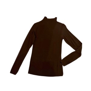 ΜΠΛΟΥΖΑ ME ΨΗΛΟ ΛΑΙΜΟ ΣΕ ΚΑΦΕ-ΣΟΚΟΛΑΤΙ ΑΠΟΧΡΩΣΗ ΑΠΟ ΠΟΛΥ ΑΠΑΛΟ ΕΛΑΣΤΙΚΟ ΥΦΑΣΜΑ ”STYLISHIOUS COLLECTION”