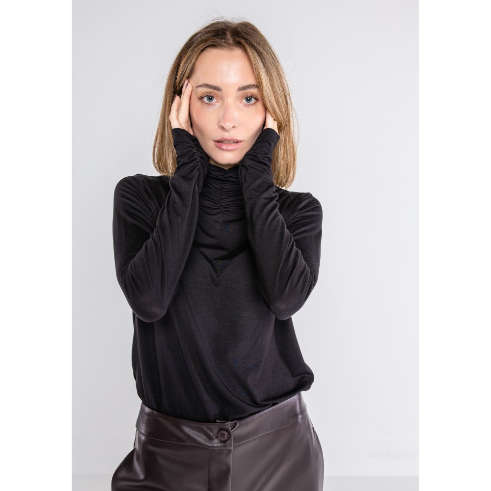 ΜΠΛΟΥΖΑ - ΖΙΒΑΓΚΟ ΜΕ ΣΟΥΡΕΣ, ΜΑΥΡΗ ΑΠΟ ΠΟΛΥ ΛΕΠΤΟ & ΑΠΑΛΟ, ΕΛΑΣΤΙΚΟ ΥΦΑΣΜΑ ”STYLISHIOUS COLLECTION”