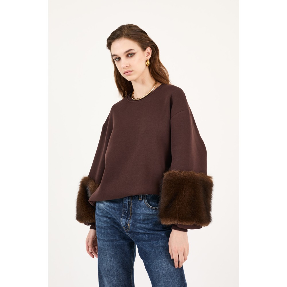 ΜΠΛΟΥΖΑ - ΦΟΥΤΕΡ, OVERSIZED ΣΕ ΚΑΦΕ - ΣΟΚΟΛΑ ΑΠΟΧΡΩΣΗ ΜΕ ΟΙΚΟΛΟΓΙΚΗ ΓΟΥΝΑ ΣΤΑ ΜΑΝΙΚΙΑ "STYLISHIOUS COLLECTION"