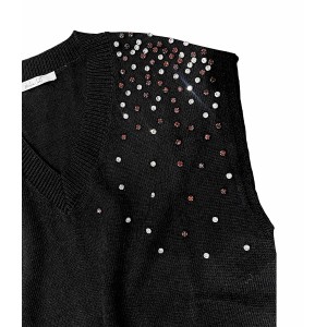 ΜΠΛΟΥΖΑ - ΚΑΖΑΚΑ ΠΛΕΧΤΗ ΜΑΥΡΗ,OVERSIZED & ΑΜΑΝΙΚΗ, ΔΙΑΚΟΣΜΗΜΕΝΗ ΜΕ ΚΡΥΣΤΑΛΛΑ ”STYLISHIOUS COLLECTION”