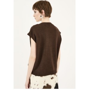 ΜΠΛΟΥΖΑ - ΚΑΖΑΚΑ ΠΛΕΧΤΗ ΣΕ ΚΑΦΕ - ΣΟΚΟΛΑ ΑΠΟΧΡΩΣΗ,OVERSIZED,  ΑΜΑΝΙΚΗ ΜΕ ΚΡΥΣΤΑΛΛΑ ”STYLISHIOUS COLLECTION”