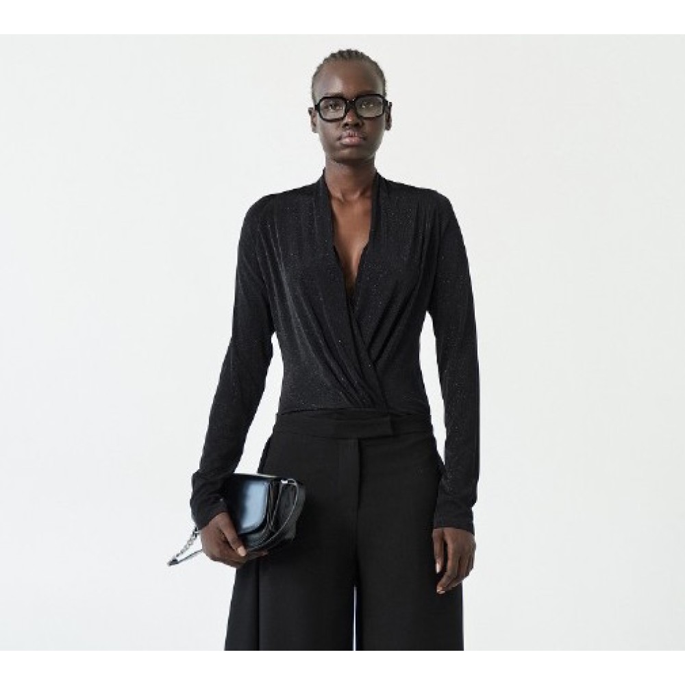 KOPMAKI MAYPO ΗΜΙΔΙΑΦΑΝΟ ΑΠΟ ΕΛΑΣΤΙΚΟ ΛΟΥΡΕΞ ΥΦΑΣΜΑ, ΚΡΟΥΑΖΕ ΜΕ ΜΑΚΡΙΑ ΜΑΝΙΚΙΑ  "STYLISHIOUS COLLECTION"