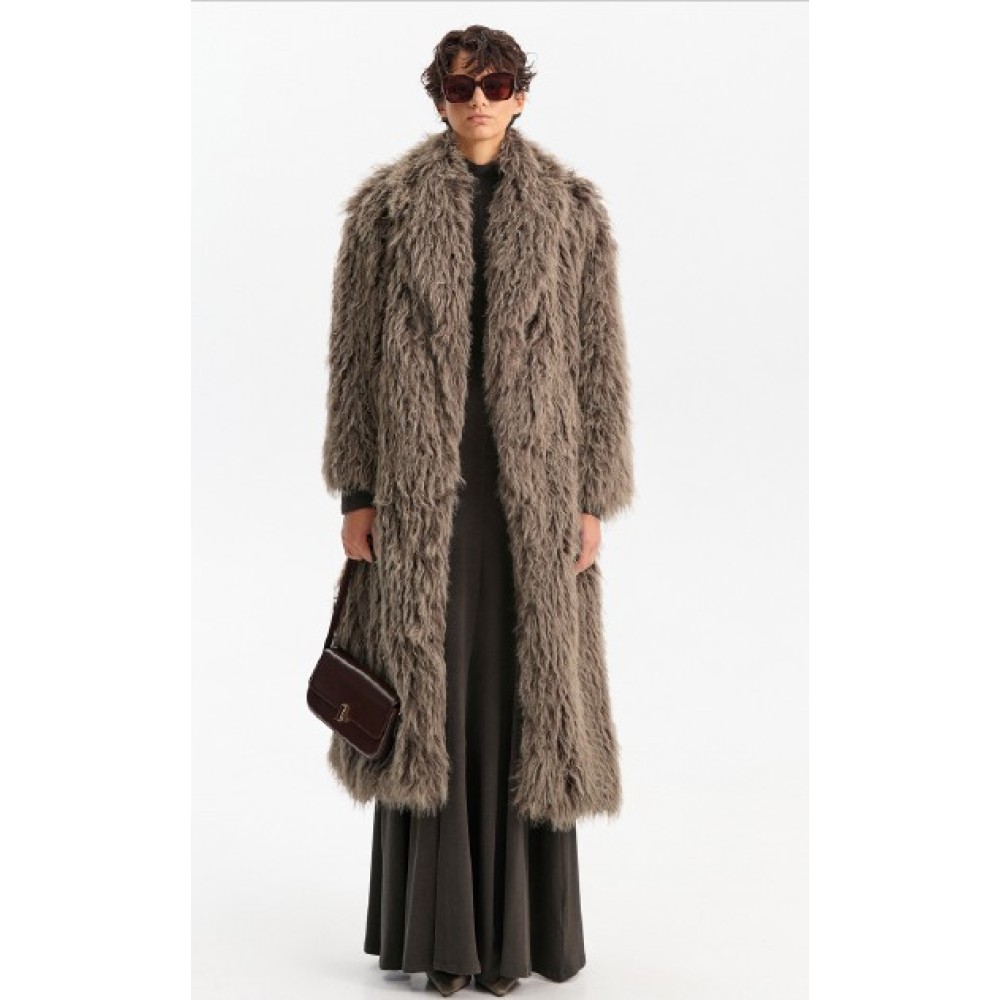 ΠΑΛΤΟ ΑΠΟ ΟΙΚΟΛΟΓΙΚΗ ΓΟΥΝΑ ΣΕ ΓΚΡΙ ΑΠΟΧΡΩΣΗ ,OVERSIZED ΜΕ ΤΣΕΠΕΣ ΚΑΙ ΓΙΑΚΑ "STYLISHIOUS COLLECTION"