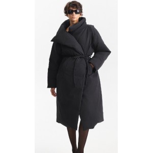 ΠΑΛΤΟ ΜΑΥΡΟ, ΚΑΠΙΤΟΝΕ, ΦΟΥΣΚΩΤΟ ΚΑΙ ΜΑΚΡΥ ΣΕ ΣΤΥΛ ΜΠΟΥΦΑΝ, OVERSIZED ΜΕ ΨΗΛΟ ΛΑΙΜΟ & ΖΩΝΗ " STYLISHIOUS COLLECTION "