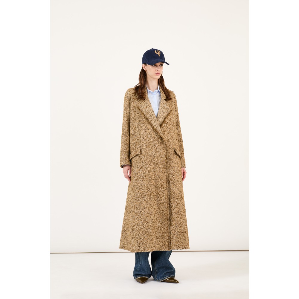 ΠΑΛΤΟ ΜΑΚΡΥ, ΑΝΑΛΑΦΡΟ ΑΠΟ ΜΠΟΥΚΛΕ ΥΦΑΣΜΑ ΣΕ ΧΡΥΣΑΦΙ - ΚΑΦΕ ΑΠΟΧΡΩΣΗ "STYLISHIOUS COLLECTION"