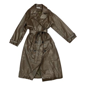 ΚΑΠΑΡΝΤΙΝΑ ΜΑΚΡΙΑ ΣΕ ΚΑΦΕ - ΣΟΚΟΛΑΤΙ ΟΙΚΟΛΟΓΙΚΟ ΔΕΡΜΑ, ΣΤΑΥΡΩΤΗ & OVERSIZED ΜΕ ΖΩΝΗ  "STYLISHIOUS COLLECTION"