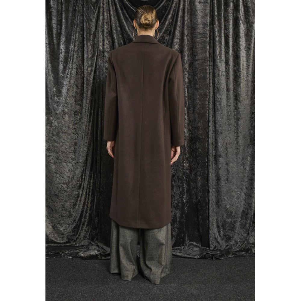 ΠΑΛΤΟ ΣΕ ΚΑΦΕ ΣΟΚΟΛΑΤΙ ΑΠΟΧΡΩΣΗ, OVERSIZED & ΣΤΑΥΡΩΤΟ ΜΕ ΤΣΕΠΕΣ "STYLISHIOUS COLLECTION"