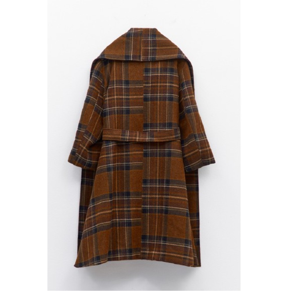 ΠΑΛΤΟ KΑΡPΩ ΣΕ ΓΗΙΝΕΣ ΑΠΟΧΡΩΣΕΙΣ ΜΕ ΕΝΣΩΜΑΤΩΜΕΝΟ ΚΑΣΚΩΛ,ΦΑΡΔΥ ΣΕ ΣΤΥΛ ΚΑΠΑ, OVERSIZED, ΜΕ ΖΩΝΗ  "STYLISHIOUS COLLECTION"