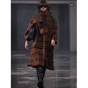 ΠΑΛΤΟ KΑΡPΩ ΣΕ ΓΗΙΝΕΣ ΑΠΟΧΡΩΣΕΙΣ ΜΕ ΕΝΣΩΜΑΤΩΜΕΝΟ ΚΑΣΚΩΛ,ΦΑΡΔΥ ΣΕ ΣΤΥΛ ΚΑΠΑ, OVERSIZED, ΜΕ ΖΩΝΗ  "STYLISHIOUS COLLECTION"