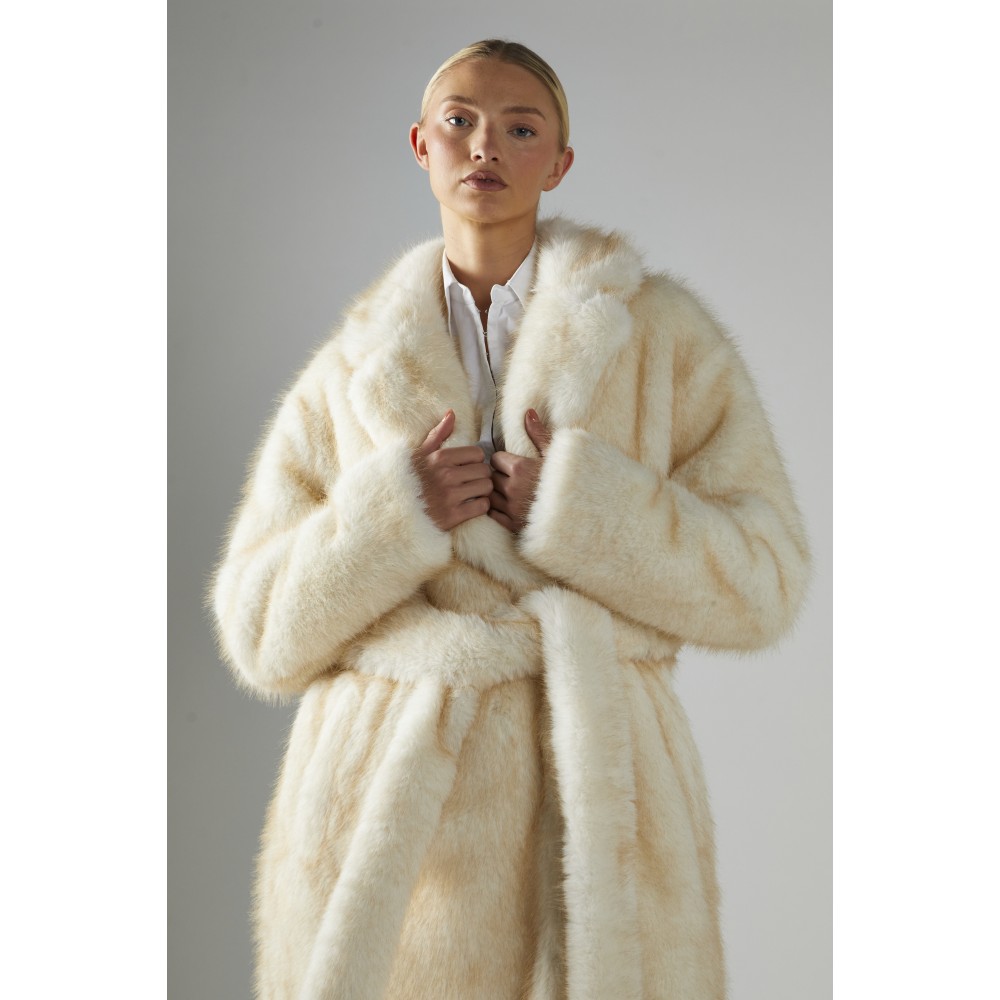 ΠΑΛΤΟ ΜΑΚΡΥ ΑΠΟ ΙΒΟΥΑΡ ΟΙΚΟΛΟΓΙΚΗ ΓΟΥΝΑ, OVERSIZED ΜΕ ΑΣΟΡΤΙ ΖΩΝΗ & ΤΣΕΠΕΣ " STYLISHIOUS COLLECTION "