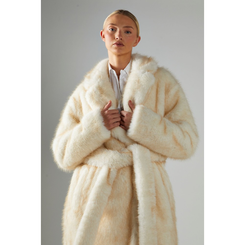 ΠΑΛΤΟ ΜΑΚΡΥ ΑΠΟ ΙΒΟΥΑΡ ΟΙΚΟΛΟΓΙΚΗ ΓΟΥΝΑ, OVERSIZED ΜΕ ΑΣΟΡΤΙ ΖΩΝΗ & ΤΣΕΠΕΣ " STYLISHIOUS COLLECTION "