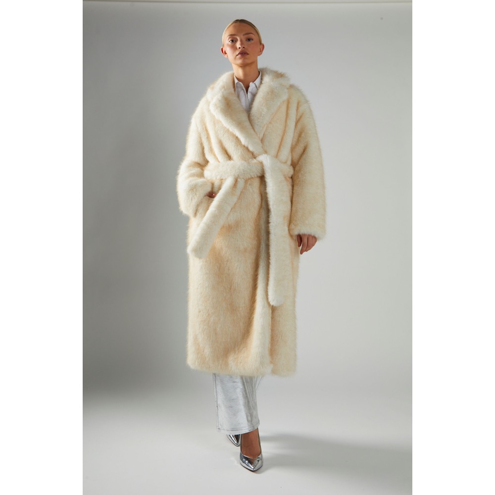 ΠΑΛΤΟ ΜΑΚΡΥ ΑΠΟ ΙΒΟΥΑΡ ΟΙΚΟΛΟΓΙΚΗ ΓΟΥΝΑ, OVERSIZED ΜΕ ΑΣΟΡΤΙ ΖΩΝΗ & ΤΣΕΠΕΣ " STYLISHIOUS COLLECTION "