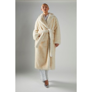 ΠΑΛΤΟ ΜΑΚΡΥ ΑΠΟ ΙΒΟΥΑΡ ΟΙΚΟΛΟΓΙΚΗ ΓΟΥΝΑ, OVERSIZED ΜΕ ΑΣΟΡΤΙ ΖΩΝΗ & ΤΣΕΠΕΣ " STYLISHIOUS COLLECTION "