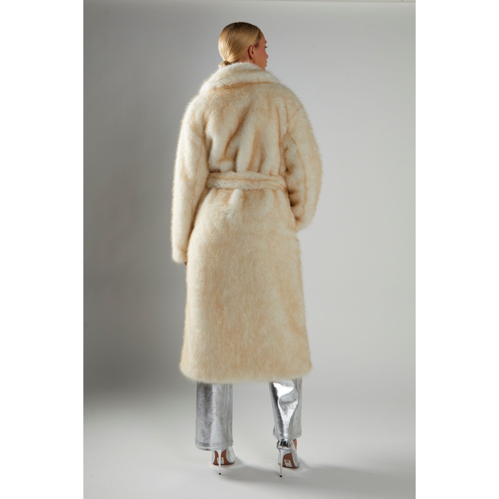 ΠΑΛΤΟ ΜΑΚΡΥ ΑΠΟ ΙΒΟΥΑΡ ΟΙΚΟΛΟΓΙΚΗ ΓΟΥΝΑ, OVERSIZED ΜΕ ΑΣΟΡΤΙ ΖΩΝΗ & ΤΣΕΠΕΣ " STYLISHIOUS COLLECTION "