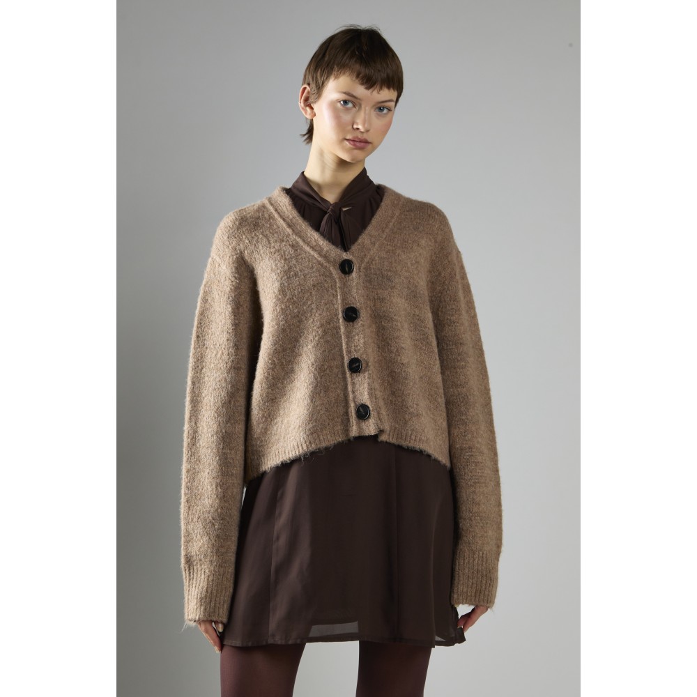 ΖΑΚΕΤΑ ΜΠΕΖ - ΓΚΡΙ ΠΛΕΚΤΗ, ΚΟΝΤΗ ΜΕ ΜΑΥΡΑ ΚΟΥΜΠΙΑ ΜΠΡΟΣΤΑ ΚΑΤΑ ΜΗΚΟΣ "STYLISHIOUS COLLECTION"