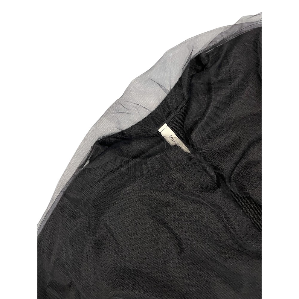 ΖΑΚΕΤΑ ΜΑΥΡΗ ΠΛΕΧΤΗ, OVERSIZED & ΝΤΥΜΕΝΗ ΕΞΩΤΕΡΙΚΑ ΜΕ ΜΑΥΡΟ ΤΟΥΛΙ ΣΕ ΟΛΟ ΤΟ ΜΗΚΟΣ ΤΗΣ " STYLISHIOUS COLLECTION"