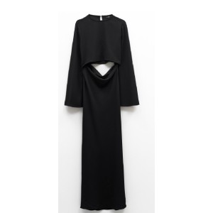 ΦΟΡΕΜΑ ΜΑΥΡΟ ΜΑΚΡΥ, ΜΕ ΑΝΟΙΓΜΑ ΣΤΗ ΜΕΣΗ ΚΑΙ ΣΤΟ ΠΟΔΙ ΜΕ ΜΑΚΡΙΑ ΜΑΝΙΚΙΑ  "STYLISHIOUS COLLECTION''