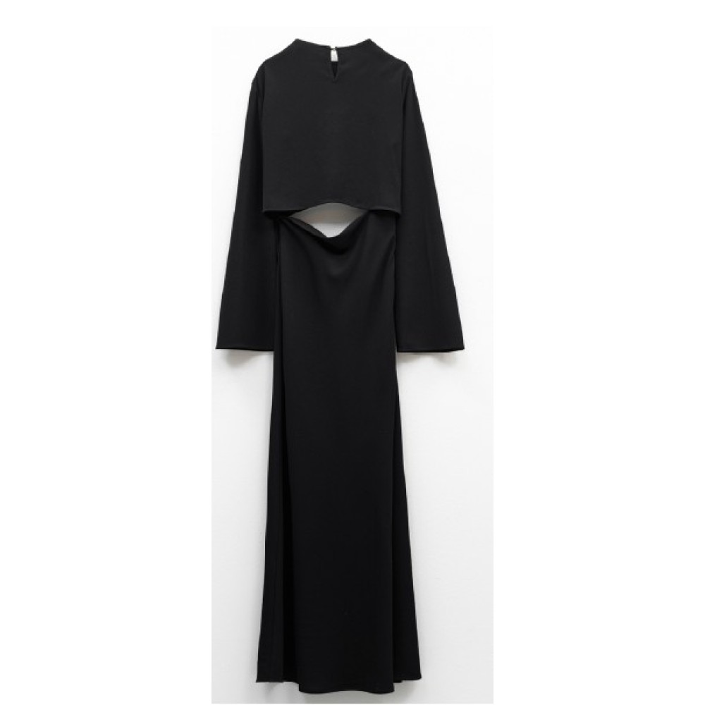 ΦΟΡΕΜΑ ΜΑΥΡΟ ΜΑΚΡΥ, ΜΕ ΑΝΟΙΓΜΑ ΣΤΗ ΜΕΣΗ ΚΑΙ ΣΤΟ ΠΟΔΙ ΜΕ ΜΑΚΡΙΑ ΜΑΝΙΚΙΑ  "STYLISHIOUS COLLECTION''