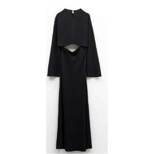 ΦΟΡΕΜΑ ΜΑΥΡΟ ΜΑΚΡΥ, ΜΕ ΑΝΟΙΓΜΑ ΣΤΗ ΜΕΣΗ ΚΑΙ ΣΤΟ ΠΟΔΙ ΜΕ ΜΑΚΡΙΑ ΜΑΝΙΚΙΑ  "STYLISHIOUS COLLECTION''