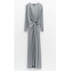 ΦΟΡΕΜΑ ΜΑΚΡΥ ΣΕ ΠΑΓΩΜΕΝΟ ΓΚΡΙ, ΝΤΡΑΠΕ ΜΕ ΕΝΣΩΜΑΤΩΜΕΝΟ ΚΡΙΚΟ "STYLISHIOUS COLLECTION "