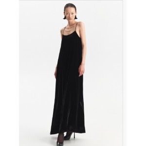 ΦΟΡΕΜΑ ΑΠΟ ΜΑΥΡΟ ΒΕΛΟΥΔΟ, ΜΑΚΡΥ ΜΕ ΤΙΡΑΝΤΕΣ & ΤΣΕΠΕΣ ''STYLISHIOUS COLLECTION''