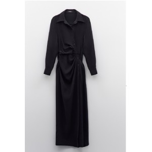 ΦΟΡΕΜΑ -ΣΕΜΙΖΙΕ- ΜΑΚΡΥ, ΜΑΥΡΟ ΣΕ ΓΡΑΜΜΗ ΠΟΥ ΑΓΚΑΛΙΑΖΕΙ ΤΟ ΣΩΜΑ ΜΕ ΚΟΥΜΠΙΑ ΔΙΑΓΩΝΙΑ ΕΜΠΡΟΣ ΚΑΙ ΣΟΥΡΕΣ "STYLISHIOUS COLLECTION"