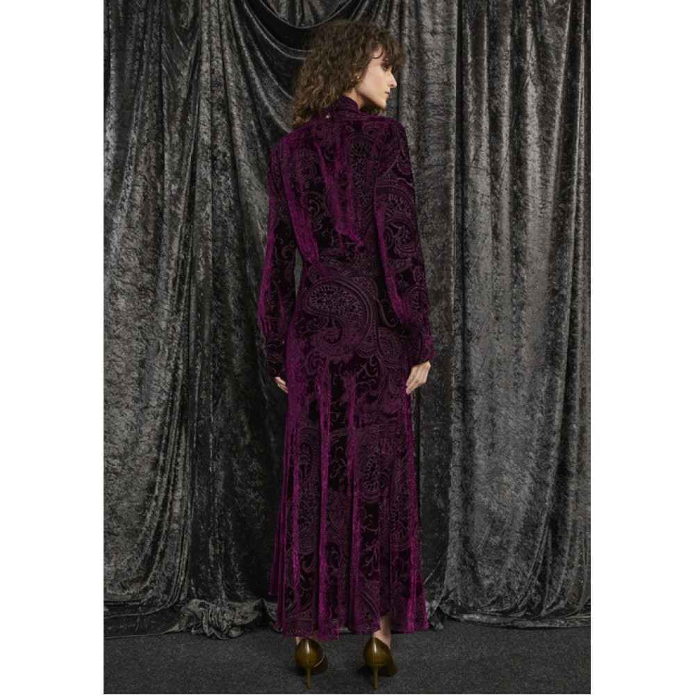 ΦΟΡΕΜΑ ΜΑΚΡΥ ΒΕΛΟΥΔΙΝΟ ΣΕ ΜΠΟΡΝΤΩ - ΔΑΜΑΣΚΗΝΙ ΑΠΟΧΡΩΣΗ ΜΕ ΑΝΑΓΛΥΦΑ ΣΧΕΔΙΑ " STYLISHIOUS COLLECTION"